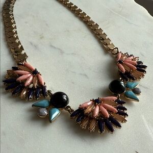 Vintage Chic Gold and Multicolor Floral Necklace